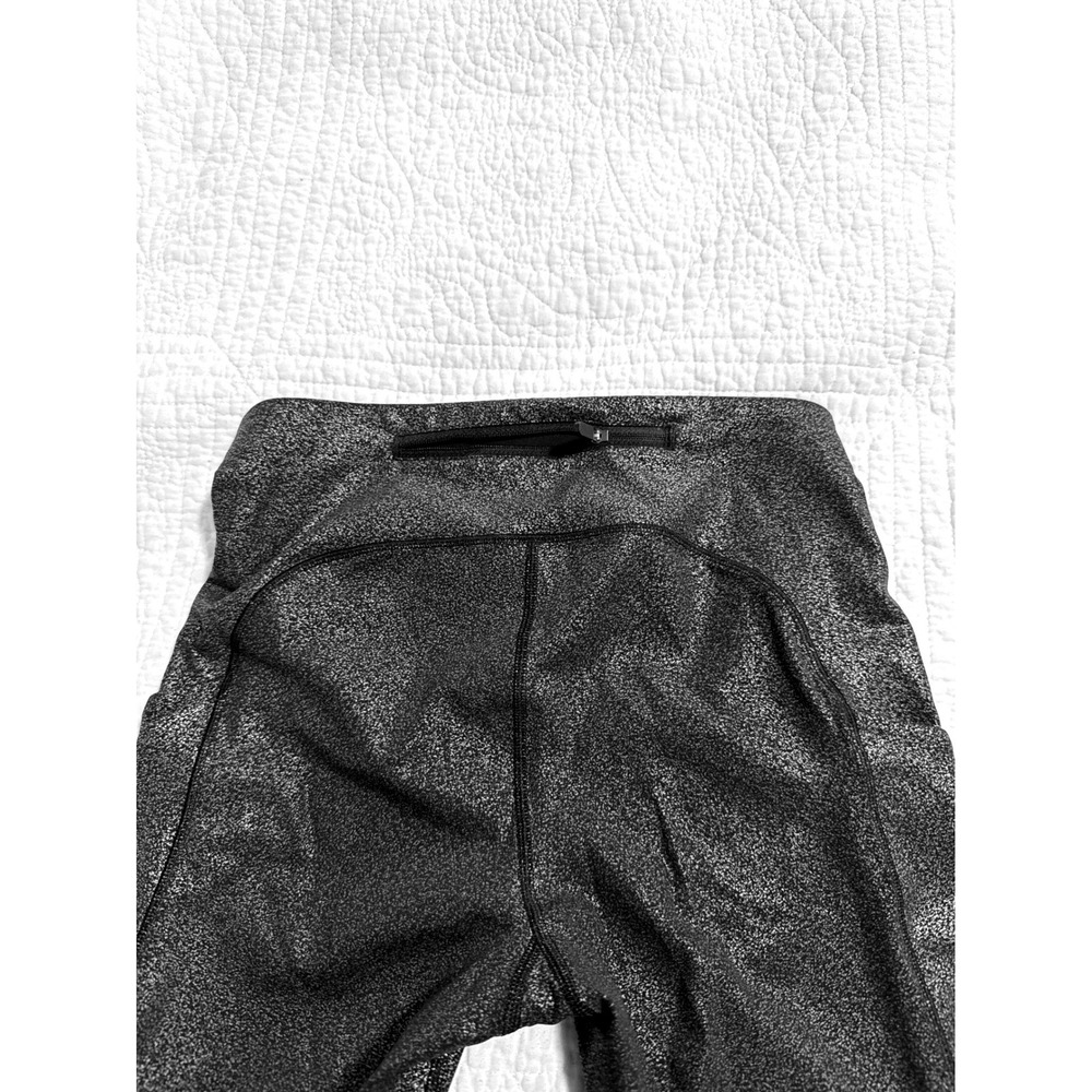 Lululemon Speed Up Tight 28 Foil Black Silver Metallic Leggings Size 4 Sparkle - Picture 5 of 7
